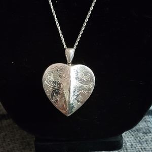 Sterling silver 24-in chain with etched heart